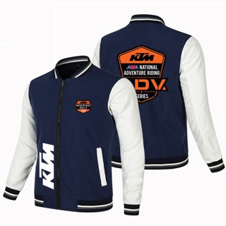 เสื้อแจ็กเก็ตลําลอง แบบบาง แต่งซิป ขนาดใหญ่ ลายโลโก้รถยนต์ KTM แฟชั่นสําหรับผู้ชาย