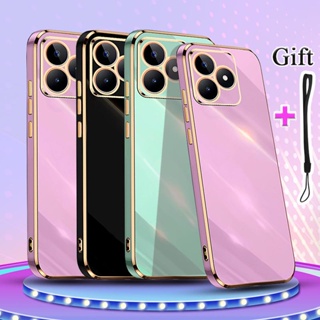 เคสโทรศัพท์มือถือซิลิโคน TPU แบบนิ่ม ชุบไฟฟ้า ขอบตรง สําหรับ Realme C53 Realme Nazro N53