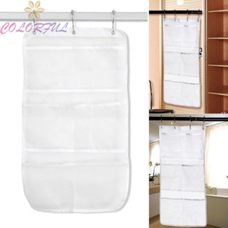 【COLORFUL】Storage Bag 6 Pockets 65*37cm Bathroom Polyester Fiber With Three Hooks