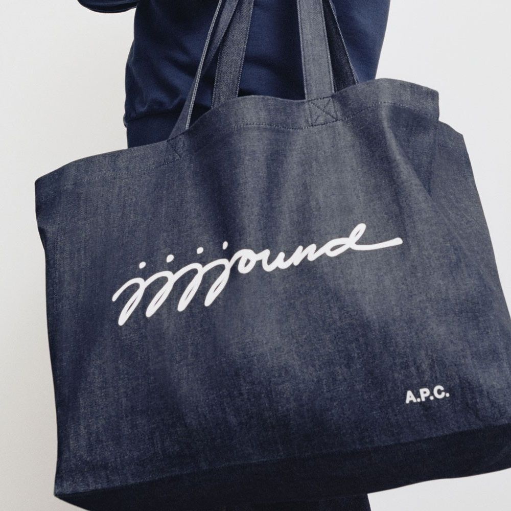 APC & JJJJOUND Lotte Japan Co-Branded Tote Bag Denim Tote Bag กระเป๋าช้อปปิ้งความจุขนาดใหญ่ Tote Bag