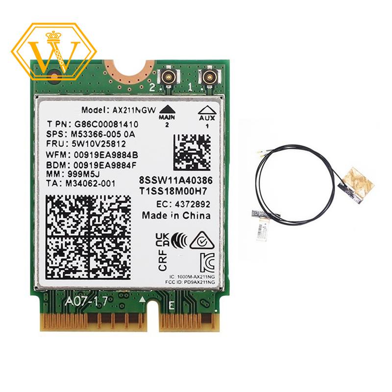 [W]WiFi 6E AX211NGW Tri Band 2.4G/5G/6Ghz การ์ดเครือข่ายไร้สาย Wifi สําหรับบลูทูธ 5.2 AX211 M.2 KeyE