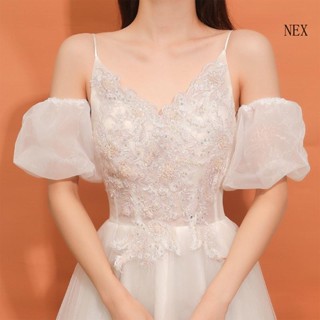 Nex ปลอกแขนพัฟ แขนสั้น สีขาว ถอดออกได้ เป็นมิตรกับผิวหนัง สําหรับถ่ายภาพผู้หญิง