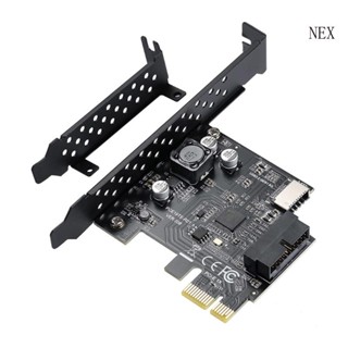 Nex PCI-E 1X เป็น USB 3 2 GEN1 5Gbps Type-E A-Key การ์ดขยาย แผงด้านหน้า 20Pin