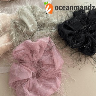 OCEANMAPDZ เครื่องประดับผม ที่คาดผม ผ้าตาข่าย ประดับพู่ ขนาดใหญ่ แบบเรียบง่าย สไตล์เกาหลี สําหรับผู้หญิง