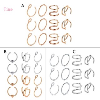 Time จิวจมูก แบบเกลียว ไม่ต้องเจาะรู 8 มม. 12 ชิ้น