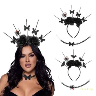 Treeling Goth HaloCrown ที่คาดผม มงกุฎฮาโลวีน ค้างคาว แมงมุม ที่คาดผม Spider Choker Goth Choker