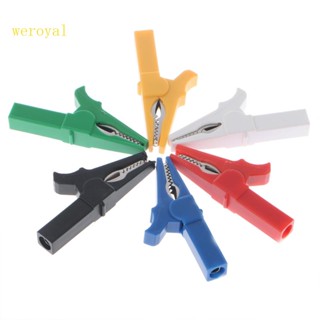 Weroyal คลิปหนีบจระเข้ 6 สี 55 มม. สําหรับปลั๊กกล้วย ตัวผู้ 4 มม. 6 ชิ้น