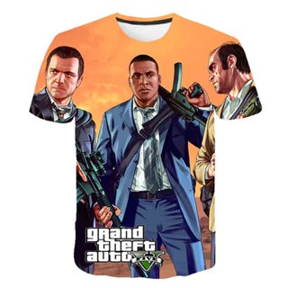 Gta5 เสื้อยืดแขนสั้น พิมพ์ลายการ์ตูนเกม 3D สําหรับเด็กทุกเพศ 2023