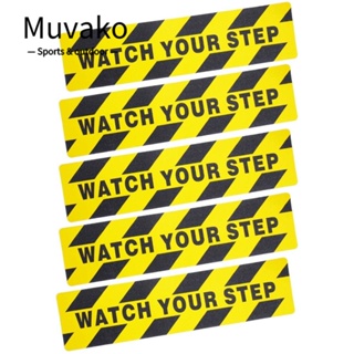 MUVAKO สติกเกอร์คําเตือน กันลื่น คุณภาพสูง ขนาด 6x24 นิ้ว เหมาะกับใส่ในร่ม และกลางแจ้ง จํานวน 5 ชิ้น