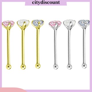 &lt;citydiscount&gt; 3 ชิ้น / เซต ผู้หญิง ลูกบาศก์ เพทาย สเตนเลส จมูก กระดุม เจาะร่างกาย เครื่องประดับ