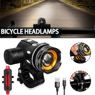 LED MTB Bike Rear &amp; Front Lights Set Bicycle Headlight USB Rechargeable