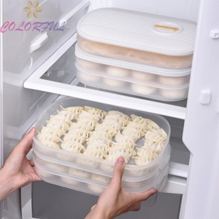 【COLORFUL】Dumpling Box Domestic Food Freezer Kitchen Organizer Multi-Layer Plastic