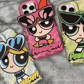 เคสโทรศัพท์มือถือนิ่ม กันกระแทก ลาย Powerpuff Girls พร้อมขาตั้ง สําหรับ Apple Iphone 14 13promax 12 11 xs 8p