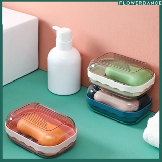 Creative Layered Soap Box Split Drain Bathroom Soap Box Washed Soap With Lid Dormitory Household Portable Soap Box flower