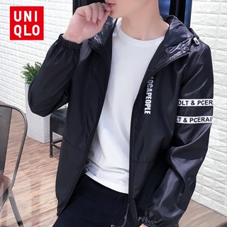 Uni..qlo [M-4XL] เสื้อแจ็กเก็ตลําลอง มีฮู้ด ทรงหลวม พิมพ์ลาย แฟชั่นฤดูใบไม้ผลิ และฤดูใบไม้ร่วง สําหรับผู้ชาย