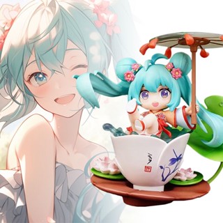 Hatsune Miku Lotus Pond Play Q Ver. ขนาด 12 ซม. โมเดลฟิกเกอร์ Pvc Kawaii ของเล่นสําหรับเด็ก