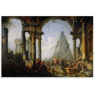 Giovanni Paolo Panini Alexander The Great At The Tomb of Achilles Famous City โปสเตอร์ผ้าใบ สําหรับตกแต่งผนังบ้าน