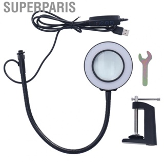 Superparis Clamp Magnifier Lamp Universal Flexible USB Nonslip  Lighted Magnifying