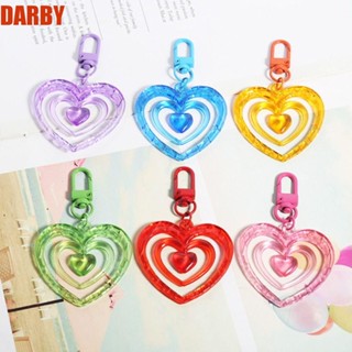 DARBY จี้หัวใจกลวง เครื่องประดับแฟชั่น ที่มีสีสัน อุปกรณ์พวงกุญแจรถ กระเป๋า จี้เครื่องประดับ พลาสติก แฮนด์เมด พวงกุญแจรถ