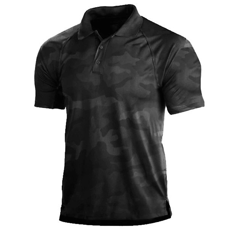 เสื้อโปโลแขนสั้น ลายพราง 3D แนวสตรีท ขนาดใหญ่ เหมาะกับฤดูร้อน สไตล์ทหาร สําหรับผู้ชาย