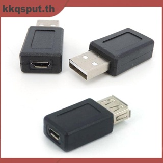 อะแดปเตอร์ปลั๊กแปลง USB 2.0 Type A ตัวผู้ ตัวเมีย เป็น Micro USB B ตัวเมีย สีดํา สําหรับเชื่อมต่อ Micro USB q1 THK2