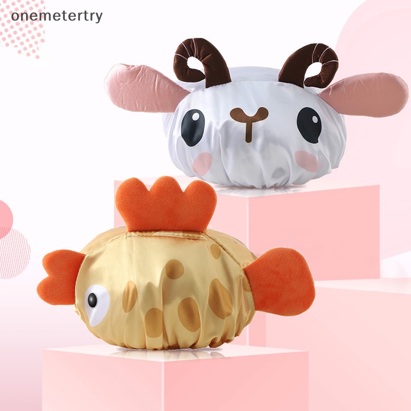 Onem หมวกคลุมผมอาบน้ํา แบบหนา กันน้ํา ลายการ์ตูน สองชั้น สําหรับเด็ก