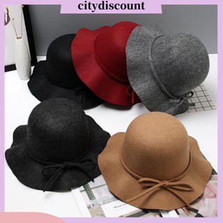 &lt;citydiscount&gt; หมวกปีกกว้าง ผ้าวูล แฮนด์เมด สไตล์เรโทร สําหรับผู้หญิง เหมาะกับฤดูหนาว กลางแจ้ง ในร่ม ปาร์ตี้