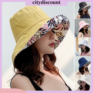 &lt;citydiscount&gt; หมวกปีกกว้าง ปรับได้ สองด้าน แฟชั่นฤดูร้อน สําหรับผู้หญิง