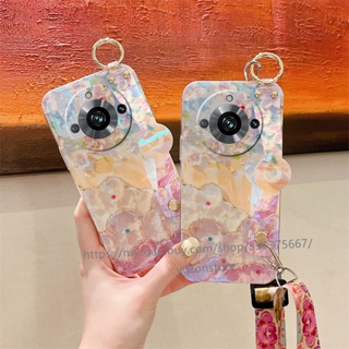 Phone Case เคส Realme 11 Pro Pro+ Realme 10T 5G เคสนิ่ม พร้อมสายรัดข้อมือ TPU สไตล์กระเป๋าเป้สะพายหลัง ขายดี ดอกไม้ย้อนยุค เคสโทรศัพท์ฝาหลัง