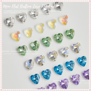 10pcs Nail Art Mini Flat Bottom Heart Diamond Jewelry Super Flash 3 Dimensional Nail Decoration Manicure Tool For Nail Shop JOYFEEL