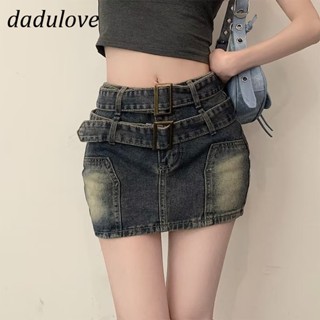 DaDulove💕 New American Ins High Street Retro Denim Skirt Niche High Waist A- line Skirt Large Size Bag Hip Skirt