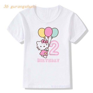 เสื้อยืดแขนสั้น พิมพ์ลายการ์ตูน hello kitty กราฟฟิค เหมาะกับของขวัญวันเกิด สําหรับเด็กผู้หญิง และเด็กผู้ชาย 1 2 3 4 5 6 7