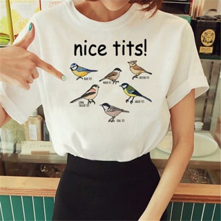 Nice Tits เสื้อยืดลําลอง แขนสั้น พิมพ์ลายการ์ตูนมังงะ แฟชั่นฤดูร้อน สไตล์ฮาราจูกุ สําหรับสตรี