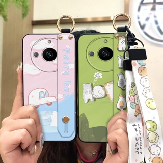 sunflower Back Cover Phone Case For OPPO Realme11 Anti-knock cartoon painting flowers Durable Anti-dust armor case Wrist Strap