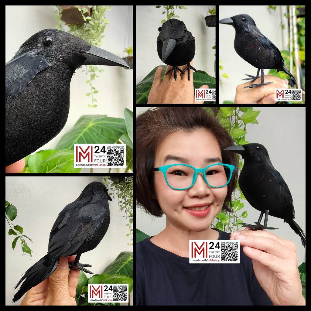 (1 ตัว) 10x18 ซ.ม. อีกาปลอม อีกาดำ อีกา กาดำ นกปลอม นก โมเดล สัตว์ปลอม ของเล่น ของสะสม ฮาโลวีน m24