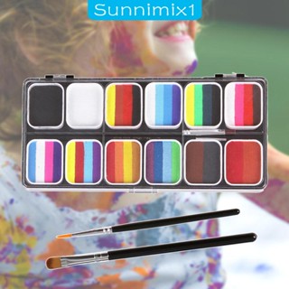 [Sunnimix1] พาเลทวาดภาพระบายสีร่างกาย พร้อมแปรง 12 สี สําหรับงานปาร์ตี้ คอสเพลย์