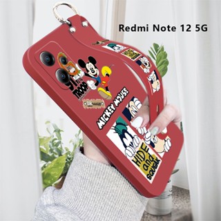 สําหรับ Redmi Note 12 Pro Speed Note 12 Pro 4G 5G เคสโทรศัพท์มือถือ ซิลิโคน กันกระแทก กันรอยเลนส์กล้อง ลาย Happy Mickey Wonderful House พร้อมที่ตั้งวาง และสายคล้องข้อมือ