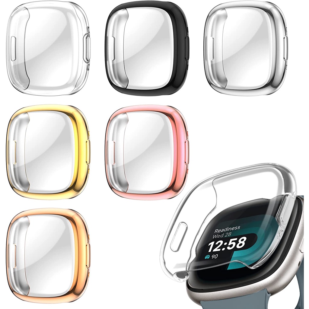 เคสป้องกันแบบเต็มหน้าจอสําหรับ Fitbit Versa 4 Soft TPU ปกป้องหน้าจอสําหรับ Fitbit Versa 3/Sense/Sens