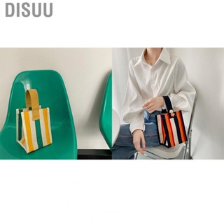 Disuu Canvas  Foldable Washable Fade Resistant Striped Small Tote Bag with Pin for Women Work Shopping