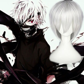 วิกผมคอสเพลย์ Tokyo ghoul ghoul Jinmuyan สีเงิน สีขาว สําหรับปาร์ตี้ฮาโลวีน