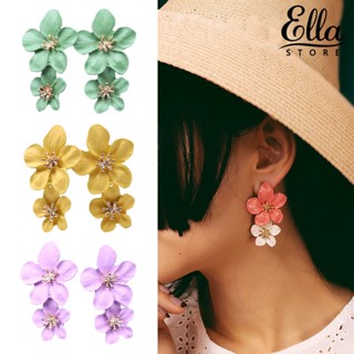 Ellastore123 ต่างหูสตั๊ด ลายดอกไม้ เนื้อแมตต์ หลากสี ไม่ระคายเคือง หรูหรา แฟชั่น สําหรับผู้หญิง 1 คู่