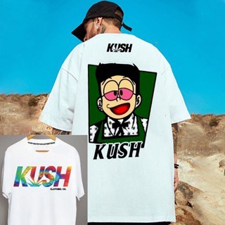 【Hot】เสื้อคนอ้วน-KUSH วัฒนธรรมวินเทจแรงบันดาลใจผ้าฝ้ายหลวมเสื้อผ้าเสื้อยืดสําหรับผู้ชาย Oversize T แฟชั่นแขนสั้นผ้าฝ้าย