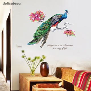 Delicatesun สติกเกอร์ติดผนัง ลายนกยูงบนกิ่งไม้ สีสันสดใส สําหรับตกแต่งบ้าน ห้องนอน ห้องนั่งเล่น