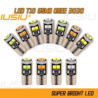 Iusiu ใหม่ หลอดไฟเลี้ยว LED T10 194 WY5W W5W 3030 6SMD สําหรับติดป้ายทะเบียนรถยนต์ รถมอเตอร์ไซค์