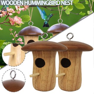 Mushroom Shape Hummingbird Houses Natural Wooden Bird Houses for Outside Hanging