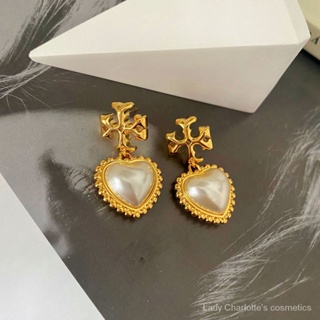 [0715]SDY New European and American Vintage Pearl Heart Earrings Court Style Advanced TB Elegant All-Match Earrings Earrings Silver Needle Female Sweet Cool Style Y2K