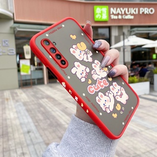 สําหรับ Realme 6 6s Narzo 6 Pro เคสการ์ตูนกระต่ายน่ารัก แฟชั่น บาง ฝ้า เคสโทรศัพท์แข็ง ขอบสี่เหลี่ยม กันกระแทก ซิลิโคนนิ่ม เคสป้องกัน