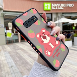 เคสโทรศัพท์มือถือ ซิลิโคนนิ่ม กันกระแทก ลายการ์ตูนหมี สตรอเบอร์รี่ สําหรับ Samsung galaxy S10 4G S10 Plus S10 Lite