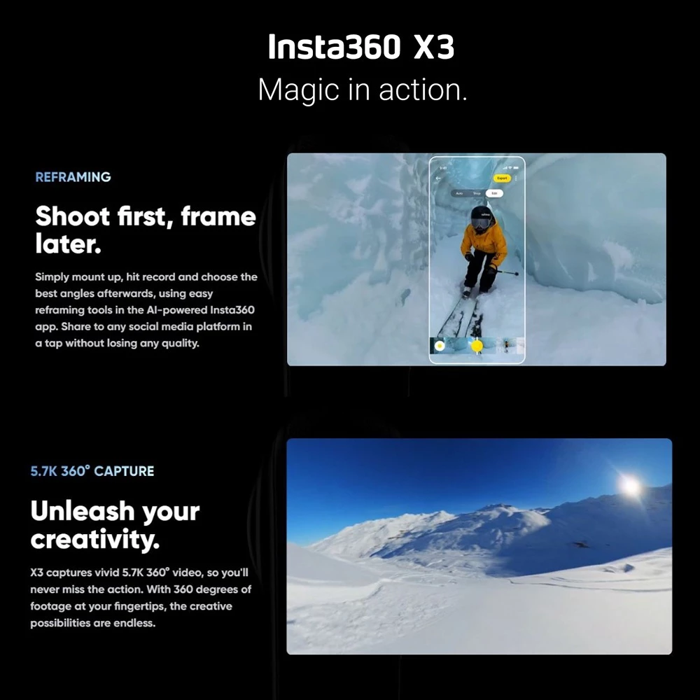 กล้องแอคชั่น Insta360 X3 5.7K 72MP 360 องศา thumbnail 5