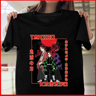 เสื้อยืดแขนสั้นHot Demon Slayer Tanjiro Kimetsu ไม่มี Yaiba อะนิเมะ O-Neck Cotton T Shirt ชาย/หญิงสั้นแขนเสื้อ Tees Tops